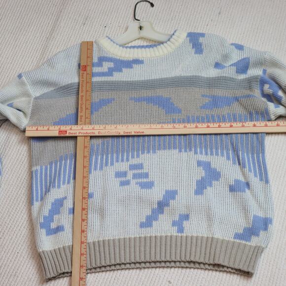 Vintage Saturdays Abstract Knit Sweater | 90s Pastel Graphic Pullover | Men’s M - Picture 3 of 6